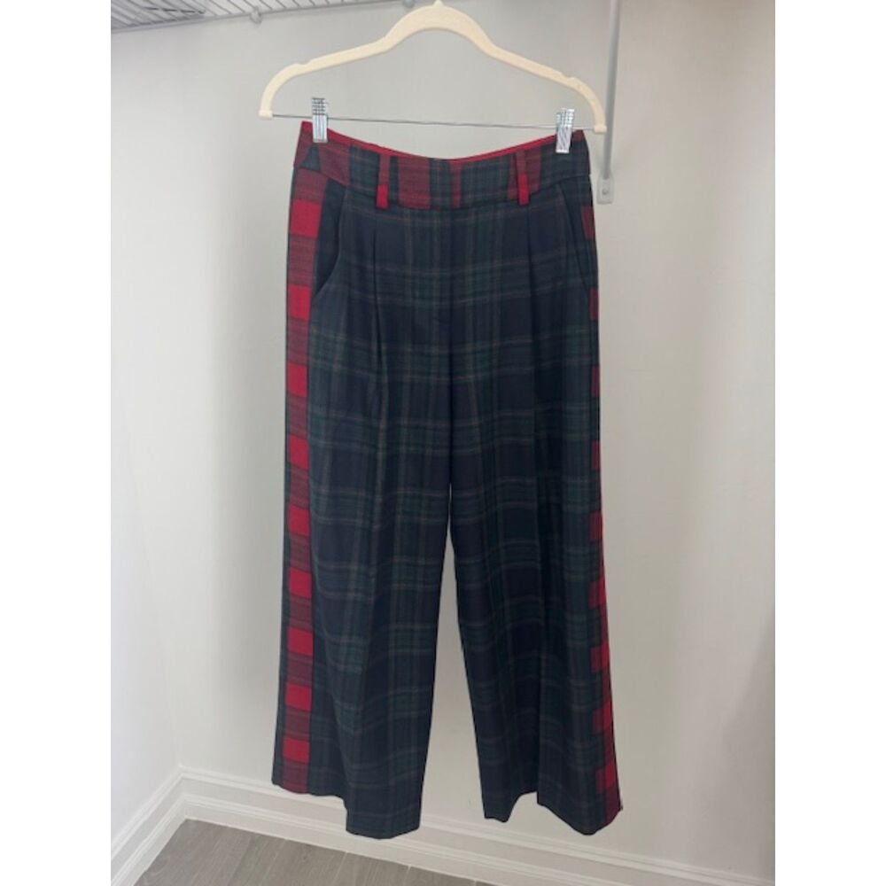 NWOT Boden Plaid Wide-leg wool trousers, US size 4P